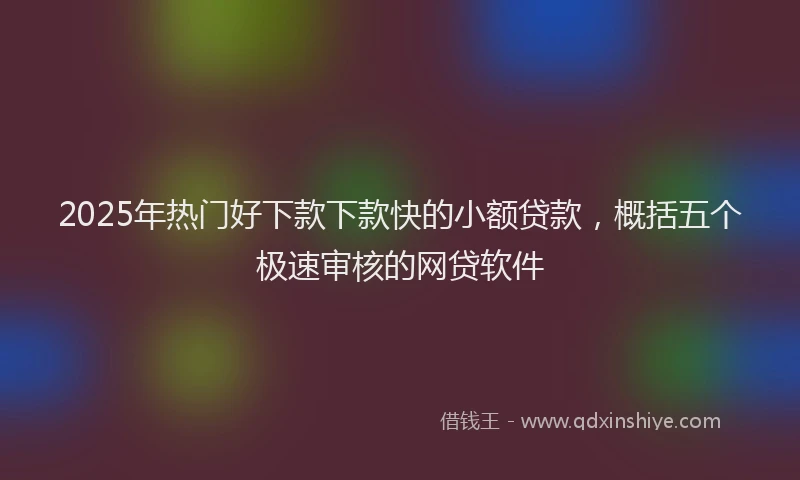 2025年热门好下款下款快的小额贷款，概括五个极速审核的网贷软件