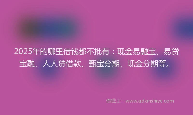 2025年的哪里借钱都不批有：现金易融宝、易贷宝融、人人贷借款、甄宝分期、现金分期等。
