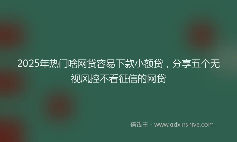 2025年热门啥网贷容易下款小额贷，分享五个无视风控不看征信的网贷