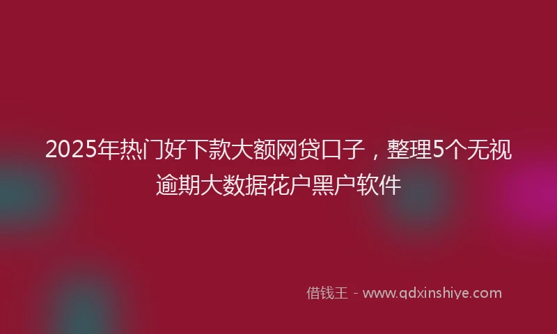 2025年热门好下款大额网贷口子，整理5个无视逾期大数据花户黑户软件