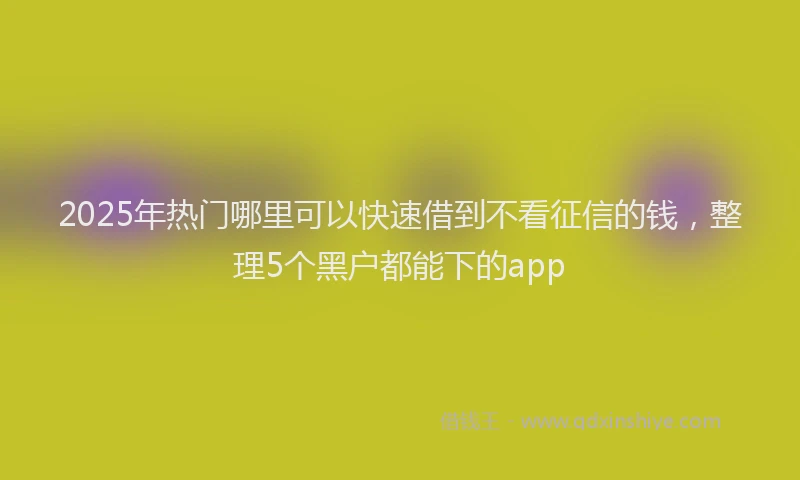 2025年热门哪里可以快速借到不看征信的钱，整理5个黑户都能下的app