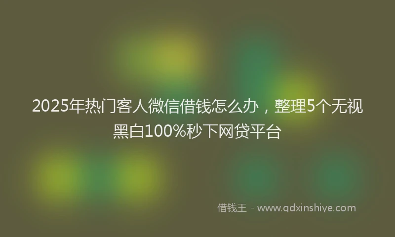 2025年热门客人微信借钱怎么办，整理5个无视黑白100%秒下网贷平台