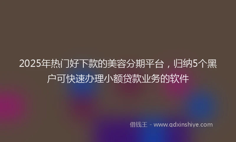2025年热门好下款的美容分期平台，归纳5个黑户可快速办理小额贷款业务的软件