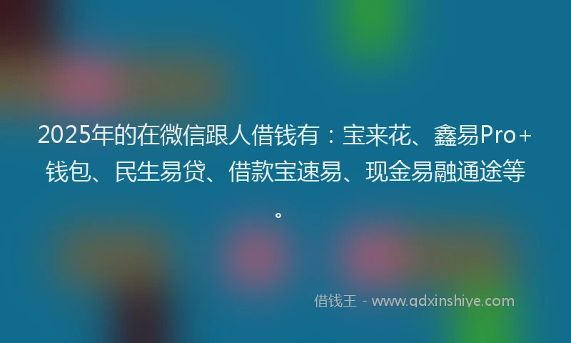 2025年的在微信跟人借钱有：宝来花、鑫易Pro+钱包、民生易贷、借款宝速易、现金易融通途等。