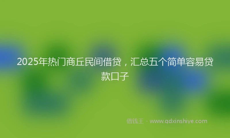 2025年热门商丘民间借贷，汇总五个简单容易贷款口子