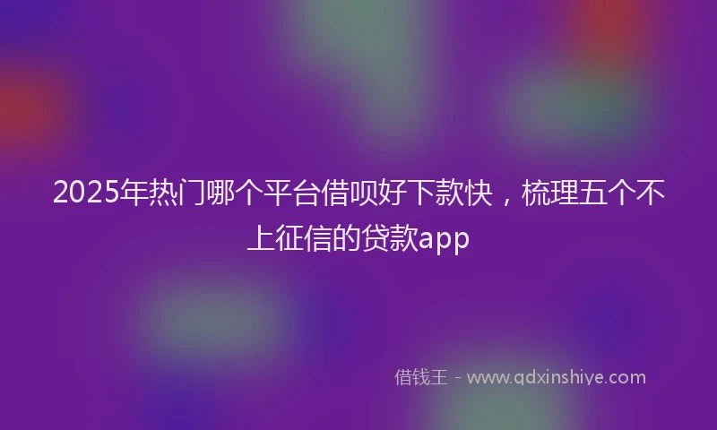 2025年热门哪个平台借呗好下款快，梳理五个不上征信的贷款app