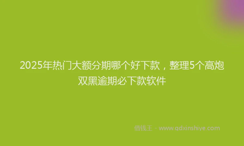 2025年热门大额分期哪个好下款，整理5个高炮双黑逾期必下款软件