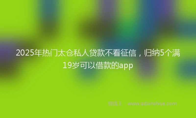 2025年热门太仓私人贷款不看征信，归纳5个满19岁可以借款的app
