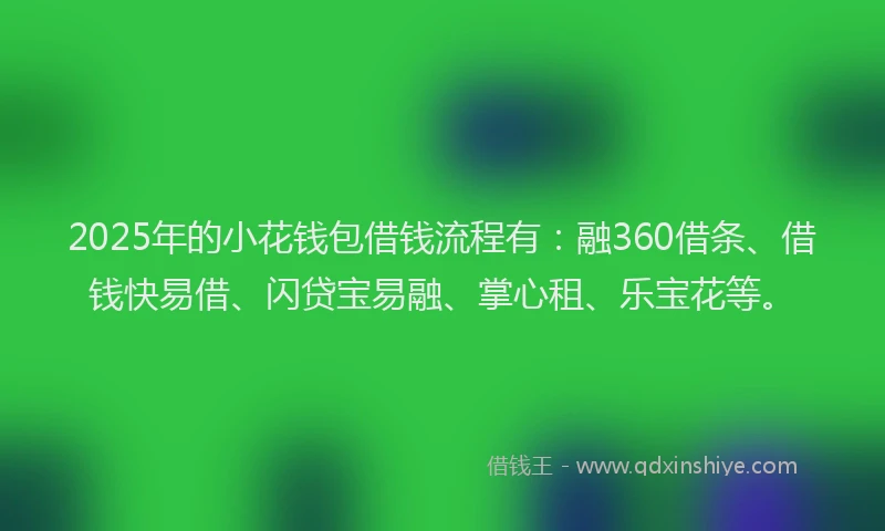 2025年的小花钱包借钱流程有：融360借条、借钱快易借、闪贷宝易融、掌心租、乐宝花等。