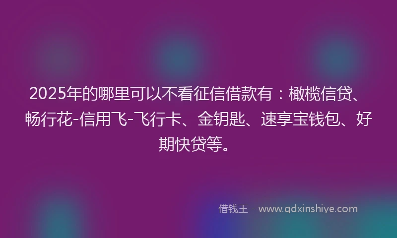 2025年的哪里可以不看征信借款有：橄榄信贷、畅行花-信用飞-飞行卡、金钥匙、速享宝钱包、好期快贷等。
