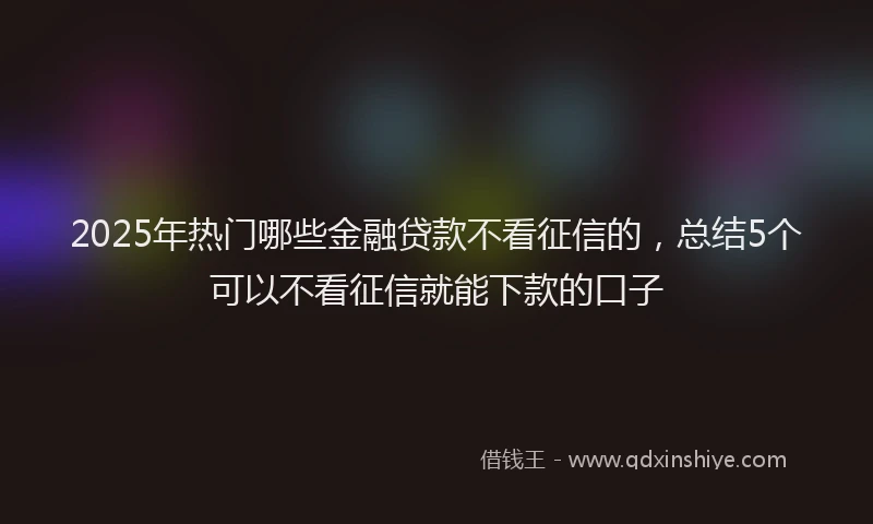 2025年热门哪些金融贷款不看征信的，总结5个可以不看征信就能下款的口子