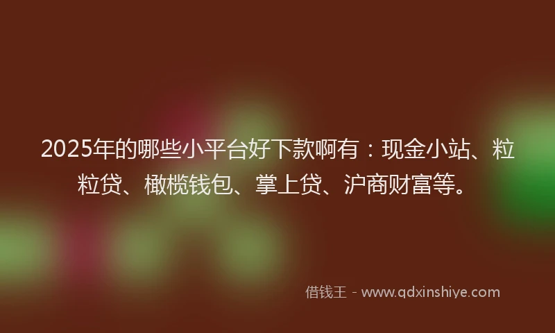 2025年的哪些小平台好下款啊有：现金小站、粒粒贷、橄榄钱包、掌上贷、沪商财富等。