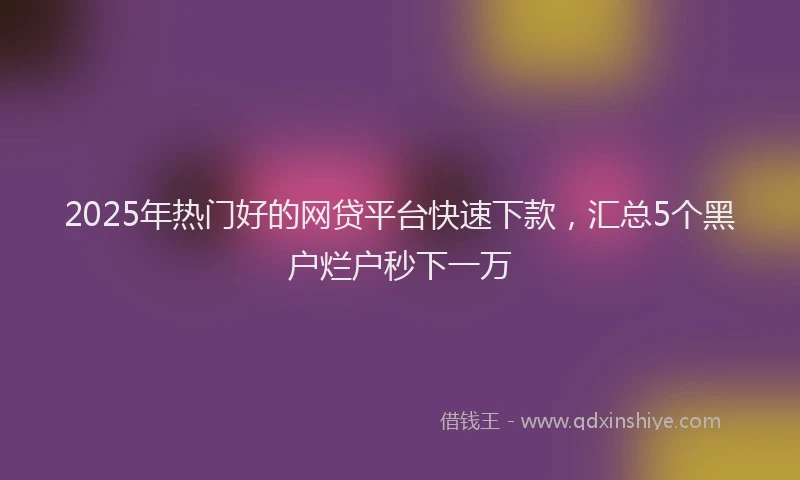 2025年热门好的网贷平台快速下款，汇总5个黑户烂户秒下一万