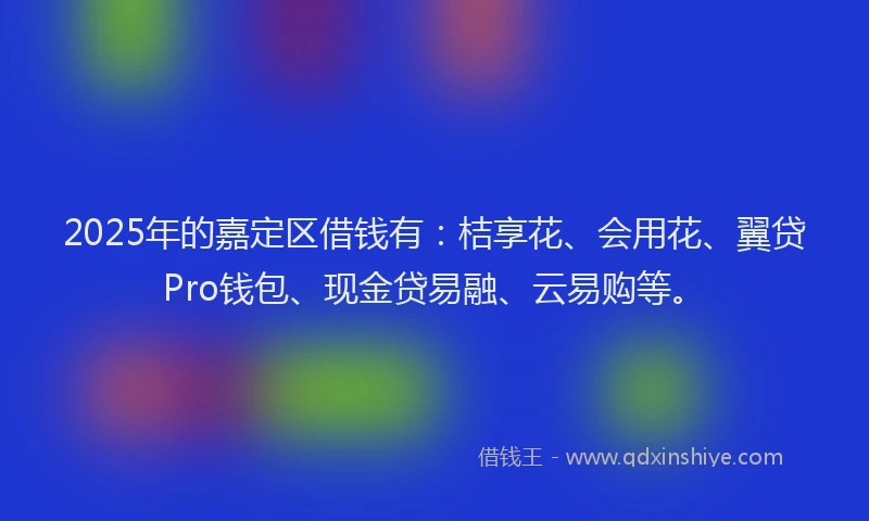 2025年的嘉定区借钱有：桔享花、会用花、翼贷Pro钱包、现金贷易融、云易购等。