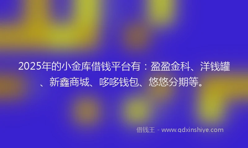 2025年的小金库借钱平台有：盈盈金科、洋钱罐、新鑫商城、哆哆钱包、悠悠分期等。