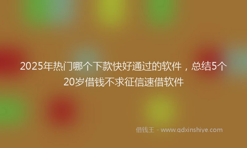 2025年热门哪个下款快好通过的软件，总结5个20岁借钱不求征信速借软件
