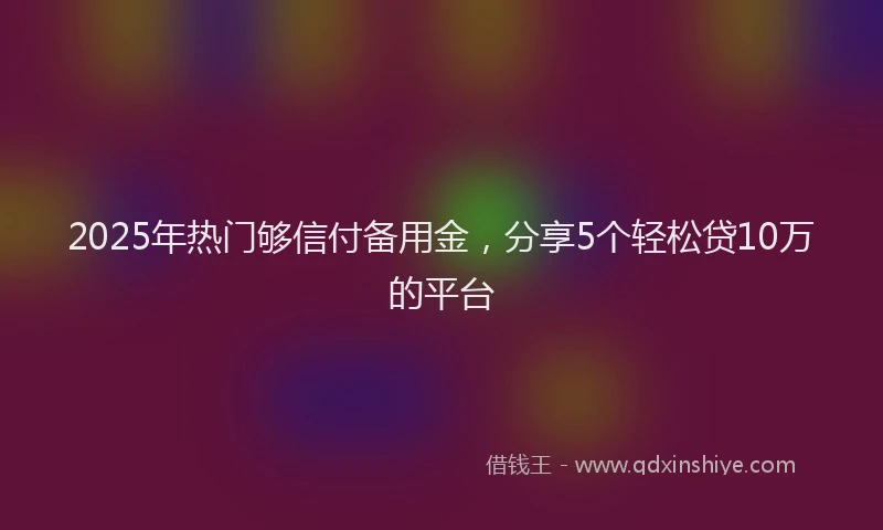 2025年热门够信付备用金，分享5个轻松贷10万的平台