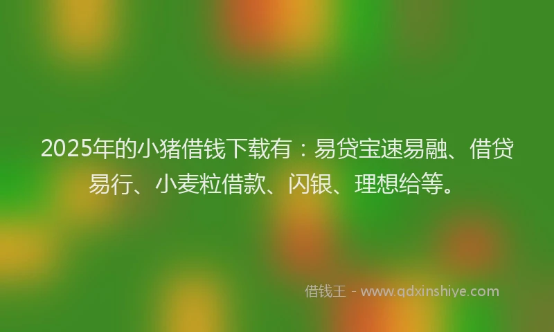 2025年的小猪借钱下载有：易贷宝速易融、借贷易行、小麦粒借款、闪银、理想给等。