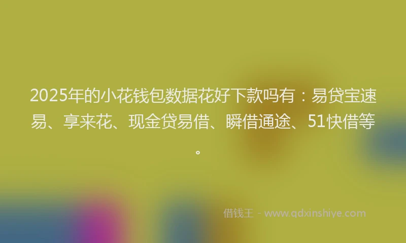 2025年的小花钱包数据花好下款吗有：易贷宝速易、享来花、现金贷易借、瞬借通途、51快借等。