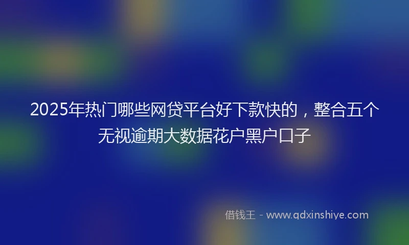 2025年热门哪些网贷平台好下款快的，整合五个无视逾期大数据花户黑户口子