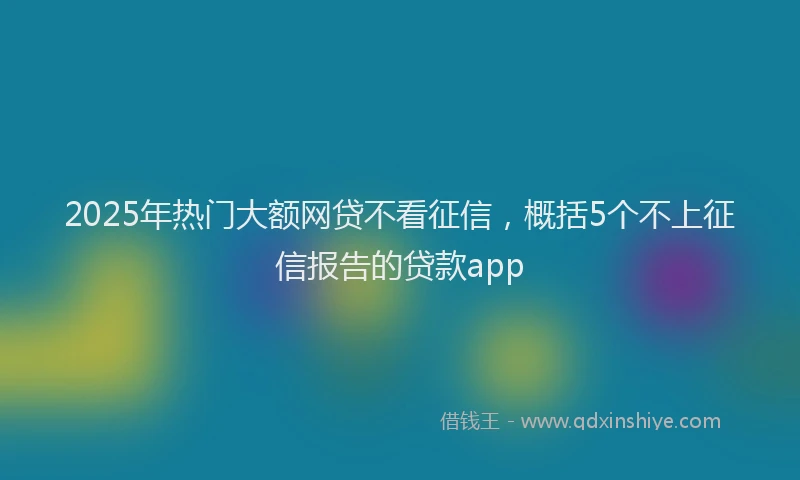2025年热门大额网贷不看征信，概括5个不上征信报告的贷款app