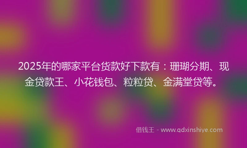 2025年的哪家平台货款好下款有：珊瑚分期、现金贷款王、小花钱包、粒粒贷、金满堂贷等。