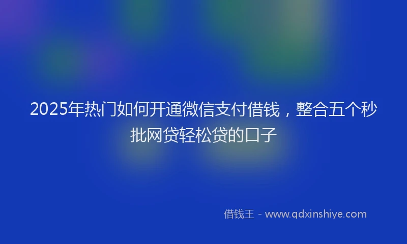 2025年热门如何开通微信支付借钱，整合五个秒批网贷轻松贷的口子