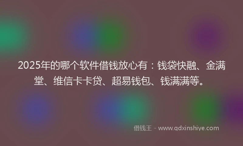2025年的哪个软件借钱放心有：钱袋快融、金满堂、维信卡卡贷、超易钱包、钱满满等。