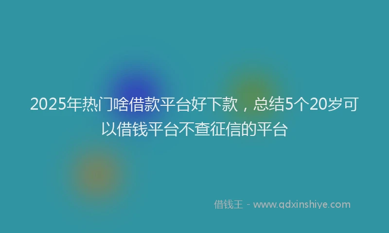 2025年热门啥借款平台好下款，总结5个20岁可以借钱平台不查征信的平台