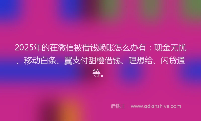 2025年的在微信被借钱赖账怎么办有：现金无忧、移动白条、翼支付甜橙借钱、理想给、闪贷通等。