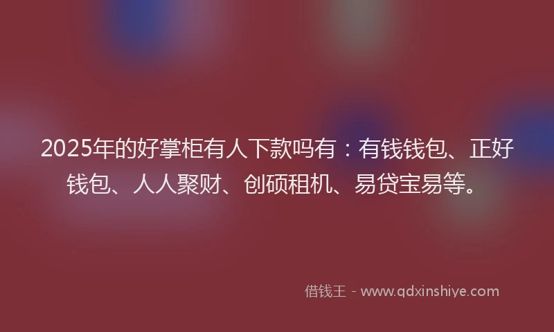 2025年的好掌柜有人下款吗有：有钱钱包、正好钱包、人人聚财、创硕租机、易贷宝易等。