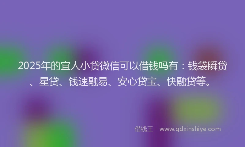 2025年的宜人小贷微信可以借钱吗有：钱袋瞬贷、星贷、钱速融易、安心贷宝、快融贷等。