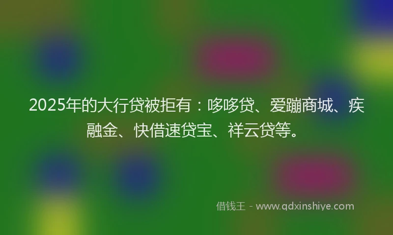 2025年的大行贷被拒有：哆哆贷、爱蹦商城、疾融金、快借速贷宝、祥云贷等。
