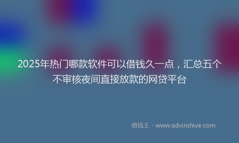2025年热门哪款软件可以借钱久一点，汇总五个不审核夜间直接放款的网贷平台