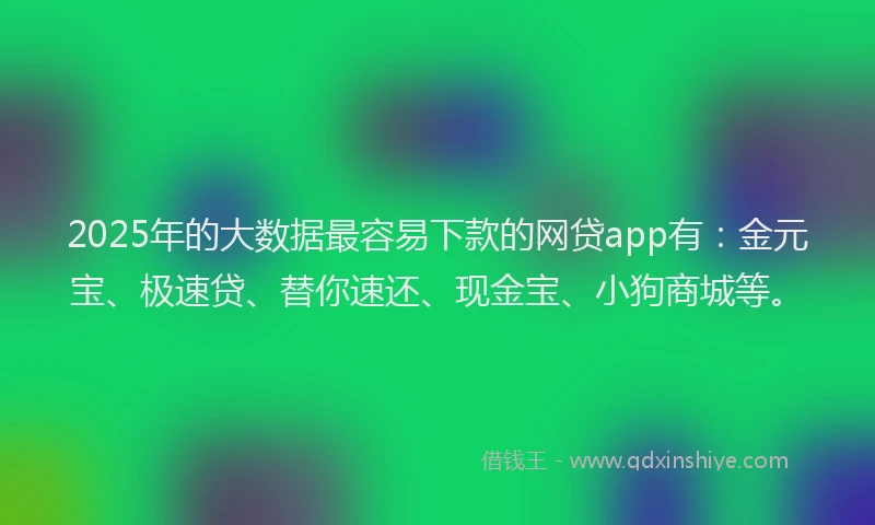 2025年的大数据最容易下款的网贷app有：金元宝、极速贷、替你速还、现金宝、小狗商城等。