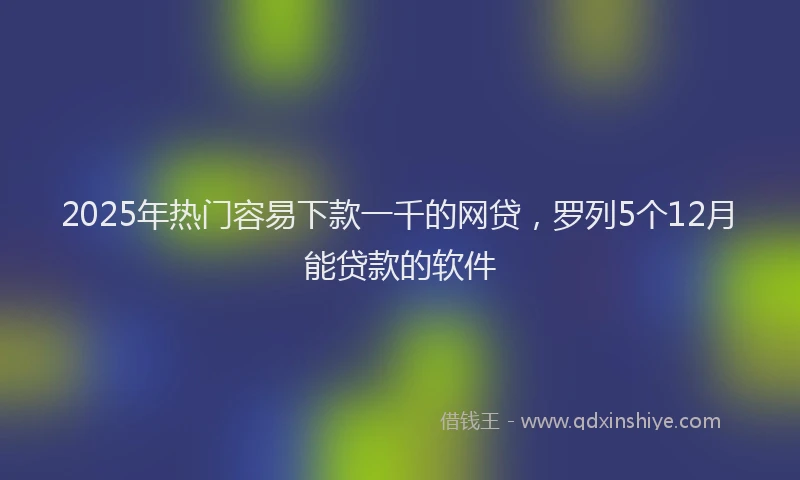 2025年热门容易下款一千的网贷，罗列5个12月能贷款的软件