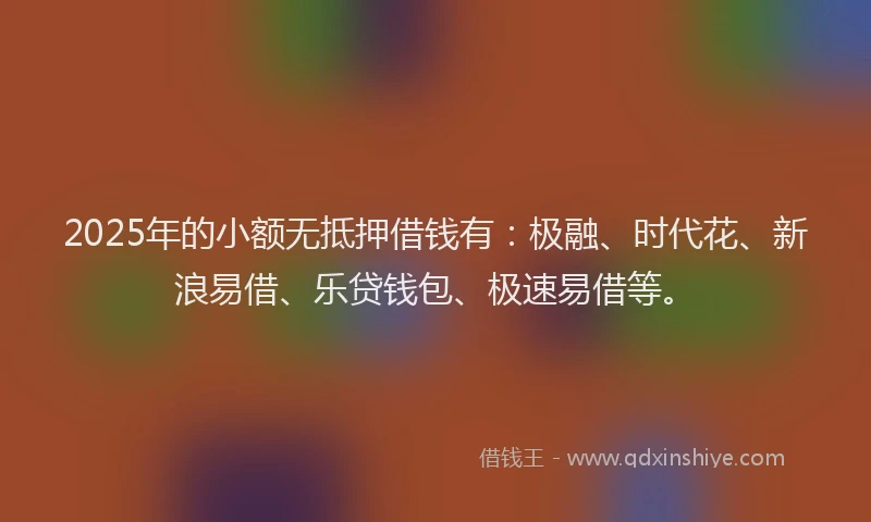2025年的小额无抵押借钱有：极融、时代花、新浪易借、乐贷钱包、极速易借等。
