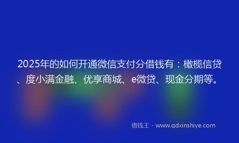 2025年的如何开通微信支付分借钱有：橄榄信贷、度小满金融、优享商城、e微贷、现金分期等。