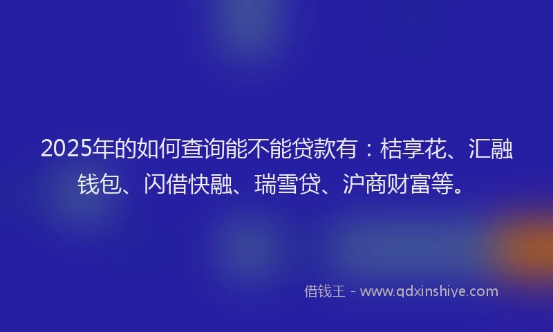 2025年的如何查询能不能贷款有：桔享花、汇融钱包、闪借快融、瑞雪贷、沪商财富等。