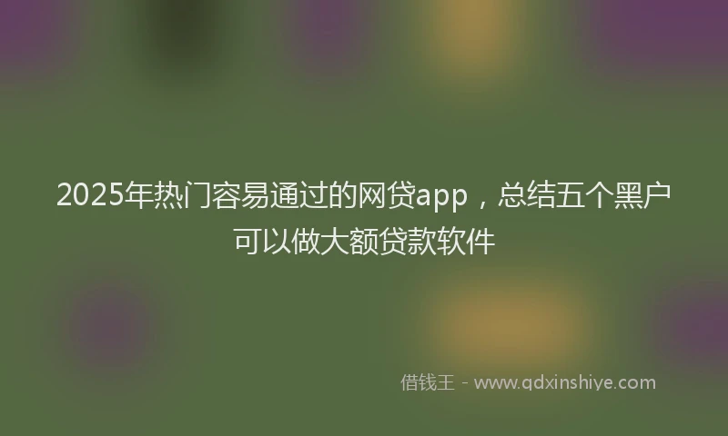2025年热门容易通过的网贷app，总结五个黑户可以做大额贷款软件