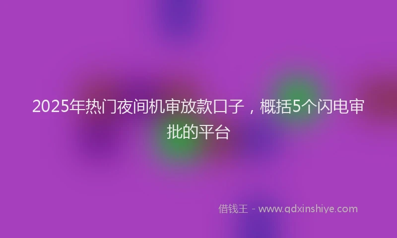 2025年热门夜间机审放款口子，概括5个闪电审批的平台