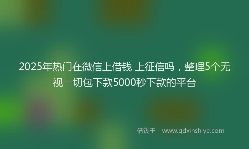 2025年热门在微信上借钱 上征信吗，整理5个无视一切包下款5000秒下款的平台