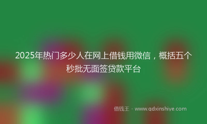 2025年热门多少人在网上借钱用微信，概括五个秒批无面签贷款平台