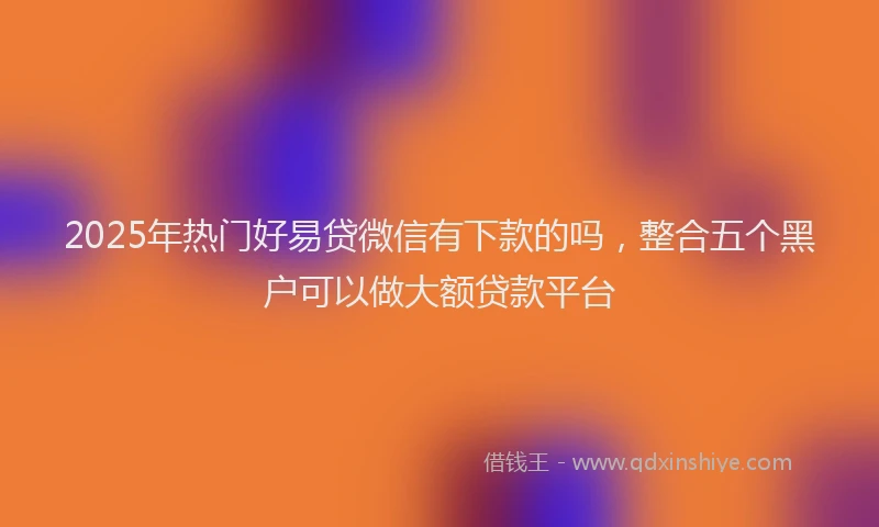 2025年热门好易贷微信有下款的吗，整合五个黑户可以做大额贷款平台