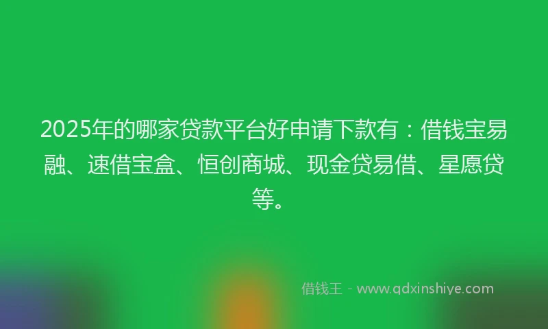 2025年的哪家贷款平台好申请下款有：借钱宝易融、速借宝盒、恒创商城、现金贷易借、星愿贷等。