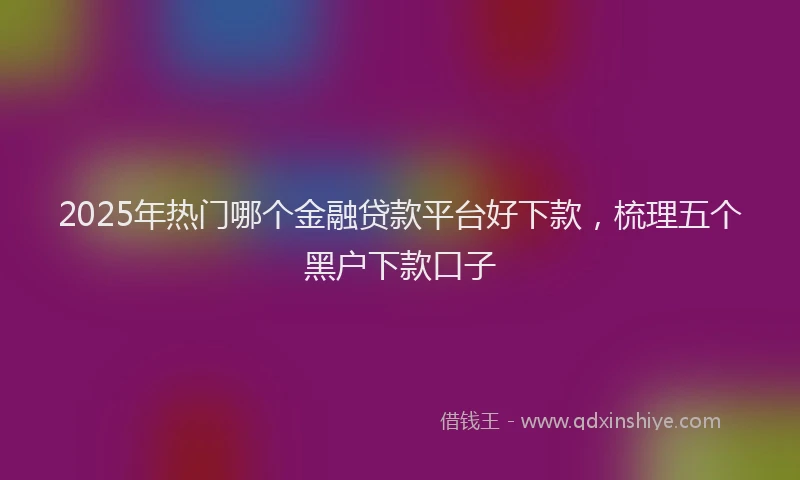 2025年热门哪个金融贷款平台好下款，梳理五个黑户下款口子