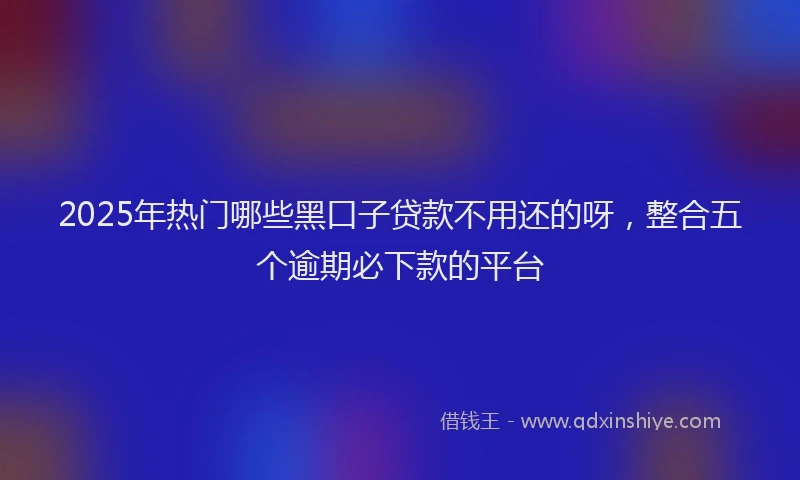 2025年热门哪些黑口子贷款不用还的呀，整合五个逾期必下款的平台
