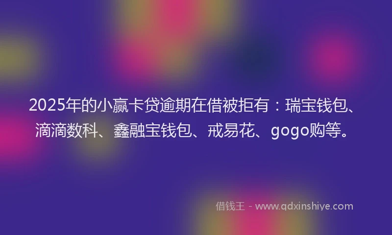 2025年的小赢卡贷逾期在借被拒有：瑞宝钱包、滴滴数科、鑫融宝钱包、戒易花、gogo购等。