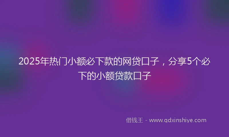 2025年热门小额必下款的网贷口子，分享5个必下的小额贷款口子