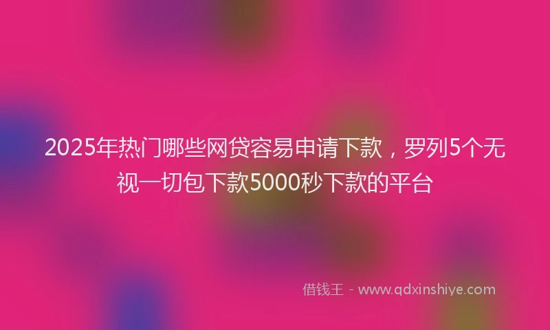 2025年热门哪些网贷容易申请下款，罗列5个无视一切包下款5000秒下款的平台